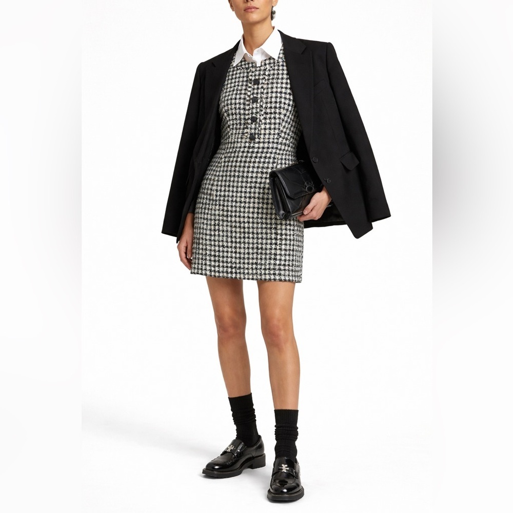 Veronica Beard Dress Womens 8 Tweed Black Green Sheath Old Money